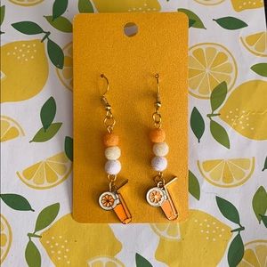 🍊NWT Orange Juice Citrus Fuzzy Gold Earrings